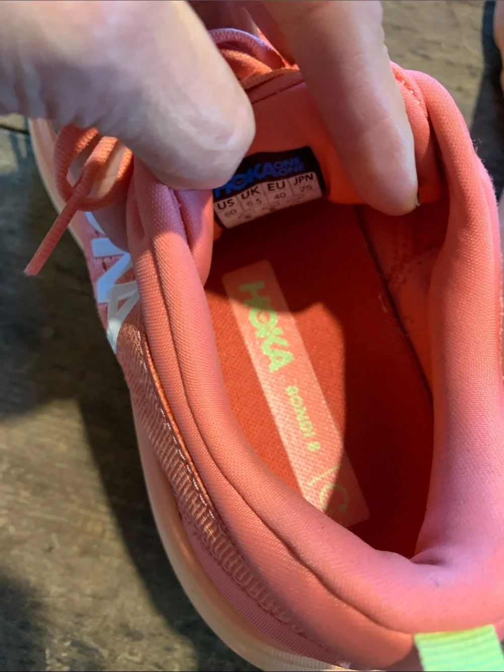 Like New Hoka Bondi 8 Coral/Papaya Running Shoes - Picture 3 of 11